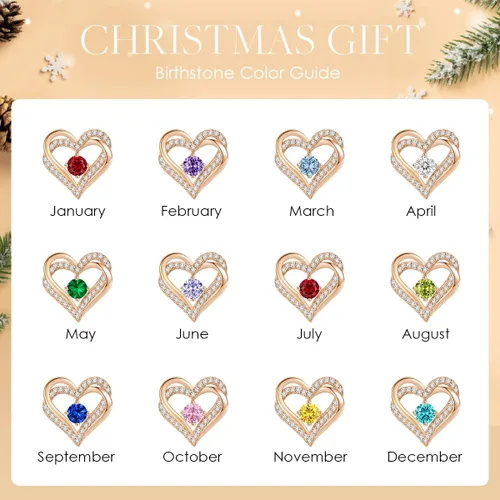 Miniatura 7 de Aretes CDE Forever Love Heart de plata de ley 925 chapados en oro rosa con piedra de nacimiento de diciembre circonita cúbica de calidad 5 A regalo