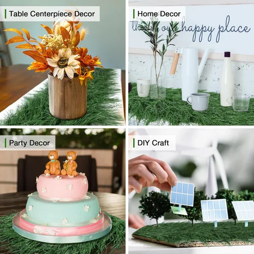 Miniatura 7 de XLX TURF Manteles Individuales Cuadrados Verdes de Césped Artificial para Centro de Mesa de Fiesta con Tema de Golf, Decoración de Primavera