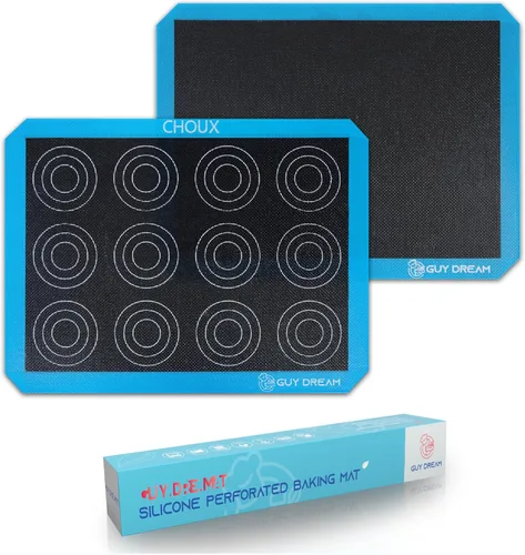 Miniatura 10 de GUY DREAM - Alfombrilla de silicona perforada antiadherente para hornear de 11-4/5 x 15-3/4 pulgadas, 2 alfombrillas Eclair para hornear, malla al