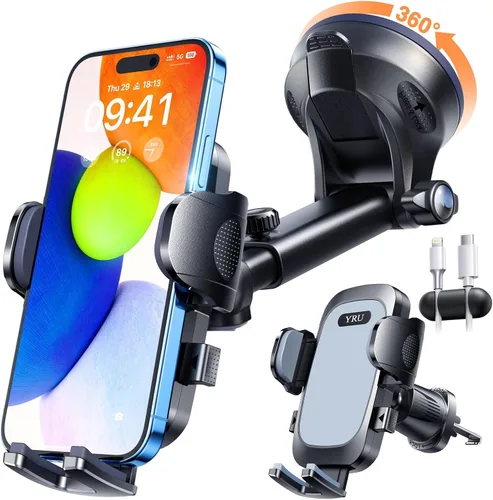 Miniatura 15 de YRU Verdadero Soporte para Teléfono de Automóvil de Grado Militar [Succión de Rotación 360°] 2025 Ultimate Soporte para Teléfono de Automóvil