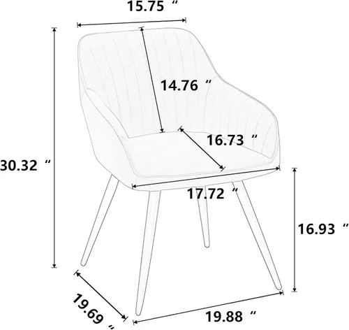Miniatura 2 de annjoe Juego de 2 sillas de cuero sintético para sala de estar, silla tapizada con patas de metal, para el hogar, cocina, oficina, bistró, Marrón