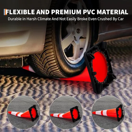 Miniatura 4 de Conos de tráfico de 28 pulgadas, 10 conos de seguridad, conos de seguridad de PVC naranja para estacionamiento en carretera con 2 collares