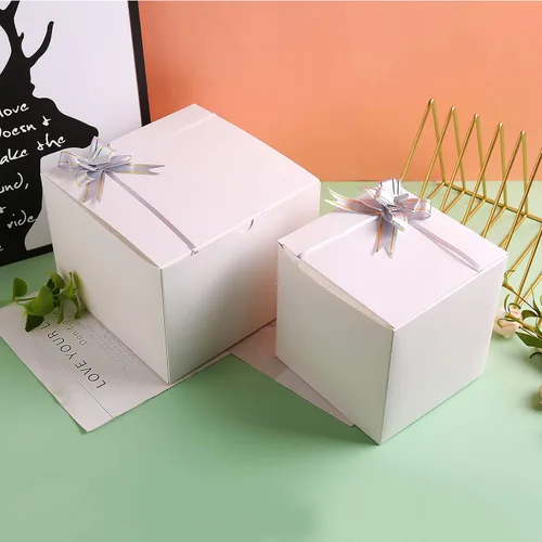 Miniatura 4 de SHIPKEY 10 cajas de regalo blancas con tapas, cajas de regalo cuadradas duraderas de 5 x 5 x 5 pulgadas, caja de regalo para bodas, Navidad