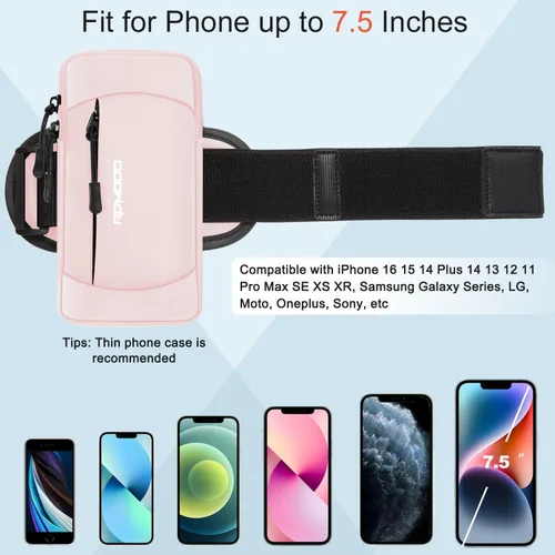 Miniatura 3 de Soporte de teléfono para correr para iPhone 16 15 14 13 12 Pro Max, Samsung Galaxy Ultra, bandas impermeables para correr y trotar, soporte ligero