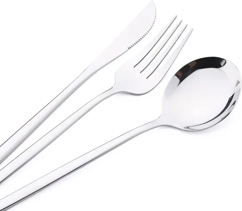 Miniatura 6 de Juego de cubiertos Cuchillo de cena Postre Tenedor Cuchara Juego de vajilla de acero inoxidable Vajilla de cocina 4 piezas Negro