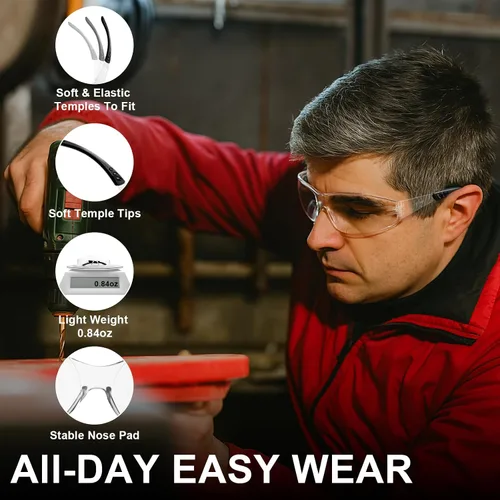 Miniatura 2 de Gafas de seguridad Z87 para hombre, paquete de 36, gafas de seguridad transparentes para mujeres, resistentes a los arañazos y a los impactos