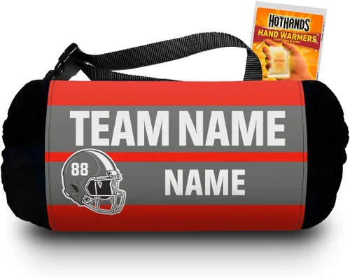 Calentador de manos para cuarto de espalda, jugadores y potenciadores - Nombre del equipo personalizable y nombre del jugador Rojo