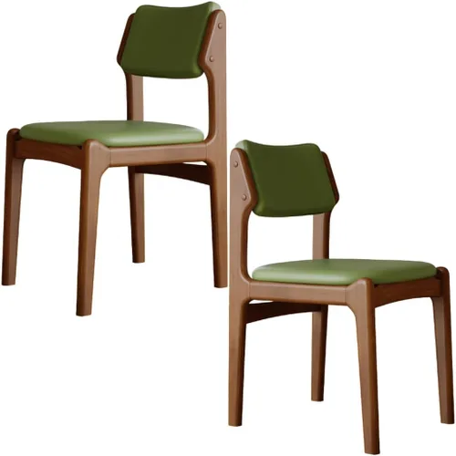 Miniatura 57 de YVYKFZD Wooden Dining Chairs Set, Leather Dining Room Chair with Back, Upholstered Kitchen Chairs, Armless Living Room Chair, for Bedroom Offices
