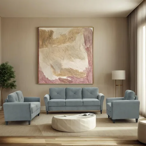 Miniatura 9 de Harper & Bright Designs Sofá individual tapizado de terciopelo con respaldo copetudo con botones, sillón moderno para sala de estar, color negro