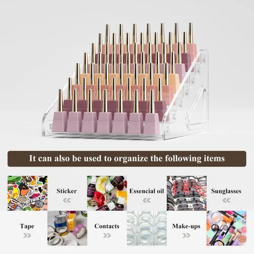 Miniatura 8 de Estante organizador de esmalte de uñas acrílico, soporte de 7 niveles para soporte de esmalte de uñas, organizador de lentes de sol, soporte