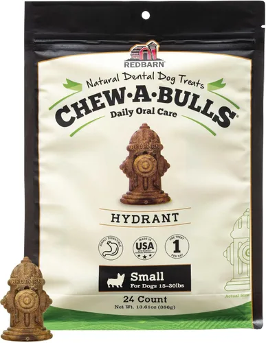 Miniatura 9 de Redbarn Chew-A-Bulls, paquete de 12 – Golosinas dentales para perros de forma de hidrante mediano – Cuidado bucal diario con divertidas crestas