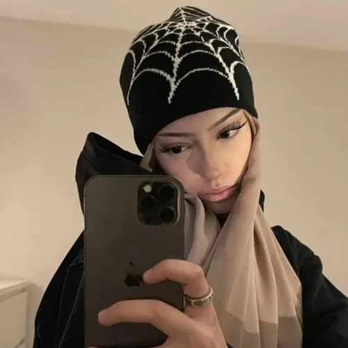 Miniatura 7 de PUCAPOCO Gorros de araña Y2k para mujeres y hombres, gorro tejido de telaraña