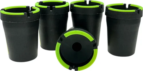 Paquete de 5 ceniceros que brillan en la oscuridad, autoextinguibles y a prueba de olores, para portavasos de automóvil, camión, hogar y oficina