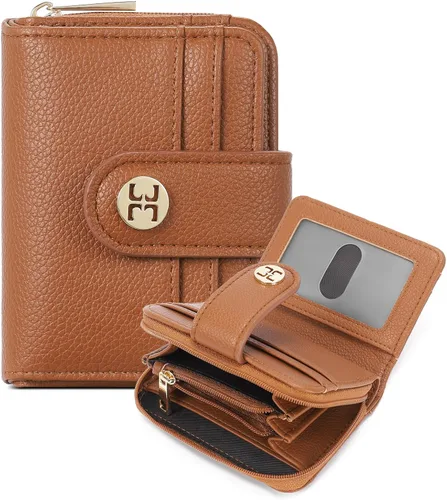 Miniatura 8 de Telena Cartera delgada para mujer, con bloqueo RFID, tarjetero de cuero con llavero plateado, color beige