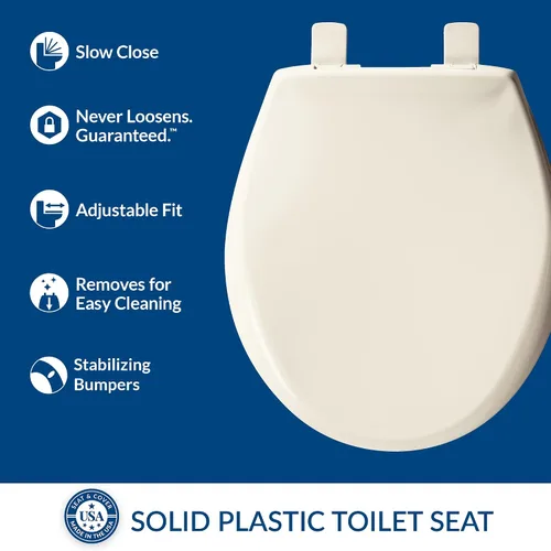 Miniatura 2 de Mayfair Aurora, asiento de inodoro de cierre lento, bisagras fáciles de limpiar y asiento de plástico ajustable de ajuste perfecto, fabricado en EE.