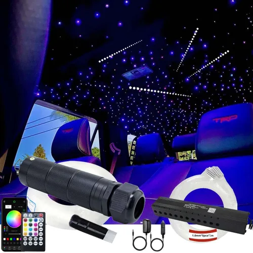 Miniatura 8 de AZIMOM Uso del automóvil 6W RGBW 550pcs 0.03in 13.1ft Luces de fibra óptica Starlight Kit de luz de techo Kit de luz de techo Resplandor final Cable