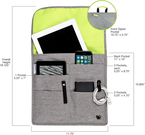 Miniatura 2 de So-Mine Commuter Bolsa esencial Se fija al asiento de la aerolínea y el bolsillo del coche Organizador de viaje Perfil delgado 6 bolsillos 2