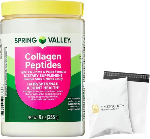 Spring Valley - Polvo de péptidos de colágeno de 8.99 oz (9 onzas), proteína hidrolizada (tipo I y III), colágeno en polvo keto para mujeres y