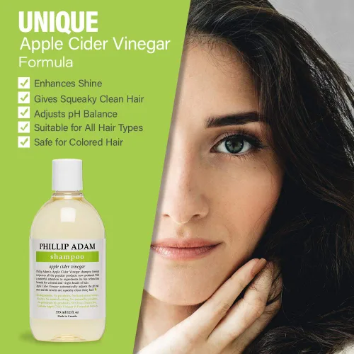 Miniatura 3 de Phillip Adam Champú de vinagre de sidra de manzana para cabello brillante, sin sulfatos y sin parabenos, aroma original de manzana verde, 12 onzas