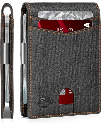 Miniatura 47 de Zitahli - Billetera delgada con 12 ranuras para tarjetas, ventana de identificación con clip para dinero, bolsillo frontal RFID plegable, pequeña