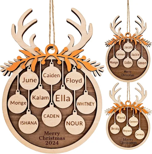 Miniatura 9 de Adornos de Navidad personalizados 2025 con nombres, adornos de madera personalizados de Navidad, adornos de pata personalizados, regalos