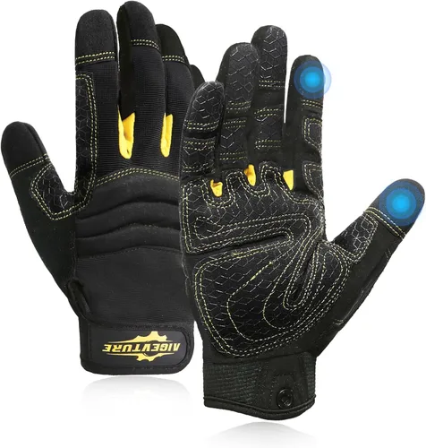 Miniatura 6 de AIGEVTURE Guantes de trabajo para hombre y mujer, guantes de jardinería de uso general con pantalla táctil, guantes de mecánico delgados de trabajo