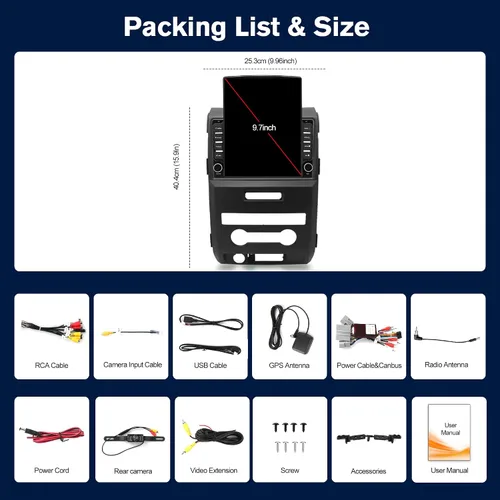 Miniatura 9 de 【4G+64GB】 Radio de Coche Estéreo con Apple Carplay Inalámbrico y Android Auto para Ford F150 2009-2014, Radio con Pantalla Táctil IPS de 9.7