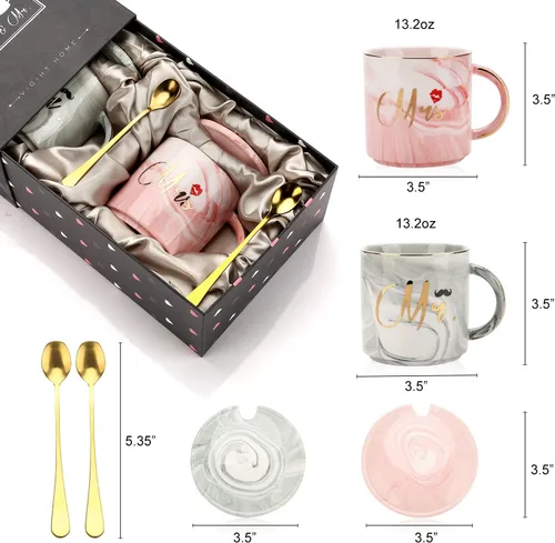 Miniatura 6 de Sovyime Mr and Mrs Gifts - Tazas de café para parejas, aniversario de compromiso, regalos de boda para parejas, recién casados, despedida