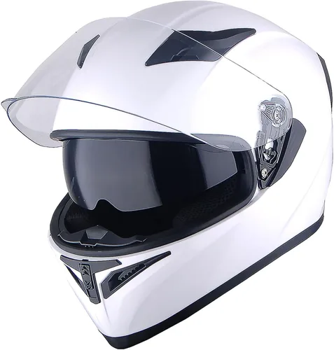 Miniatura 11 de 1Storm Casco de motocicleta para bicicleta de calle con doble visera/visera solar, casco completo con luz trasera LED: Negro mate Z LED negro mate