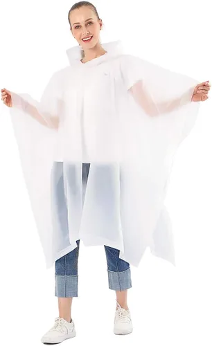 Miniatura 16 de ANTVEE Ponchos de lluvia para adultos, impermeable, portátil, reutilizable, paquete de 2 con capucha con cordón, se mantiene seco