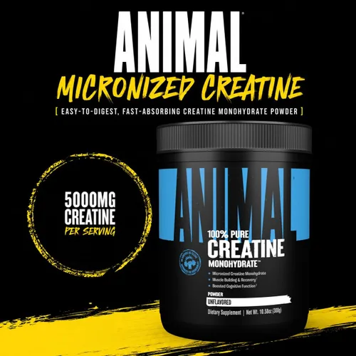 Miniatura 2 de Animal Monohidrato de creatina en polvo, creatina micronizada para mujeres y hombres, apoya el crecimiento muscular, la fuerza, la resistencia