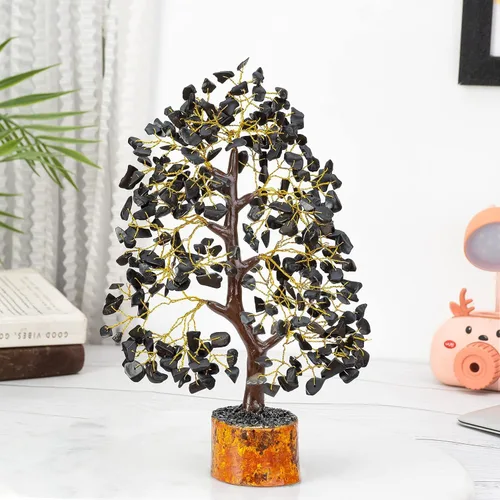 Miniatura 2 de Árbol de la vida con piedras preciosas de turmalina negra, árbol de cristal para energía positiva, árbol de chakras hecho a mano, decoración de Feng