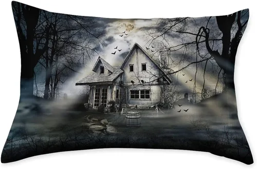 Miniatura 3 de XISUNYA Juego de sábanas decorativas tamaño Queen, juego de sábanas bajeras y 2 fundas de almohada con bolsillos profundos de Halloween