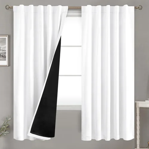 Miniatura 73 de BGment Cortinas 100% opacas beige de 63 pulgadas de largo con forro aislante térmico, bolsillo para varilla y lengüeta trasera de doble capa