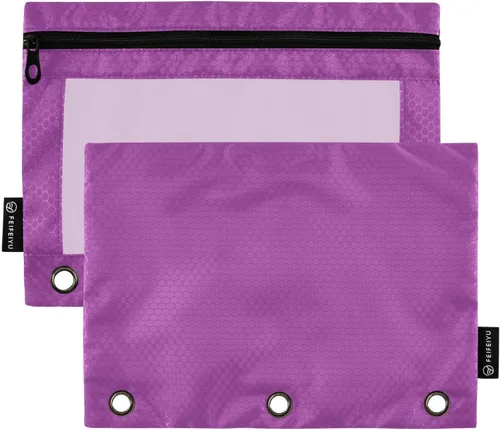 Miniatura 29 de Gredecor Estuche para lápices con 3 anillos con cremallera negra, paquete de 2 unidades, organizador de carpetas transparentes para ventana escolar