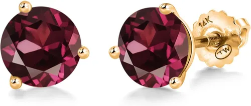 Miniatura 36 de Gem Stone King Aretes de Martini de oro amarillo de 14 quilates Aretes de tuerca de 3 puntas para mujeres y hombres Redondos de 0.236 pulgadas