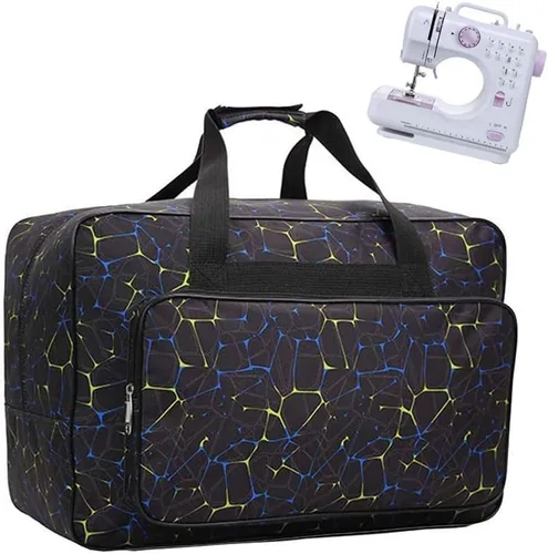 Estuche de transporte para máquina de coser con asa, bolsa de nylon, estuche de transporte con acolchado y bolsillos con asas, adecuado para la