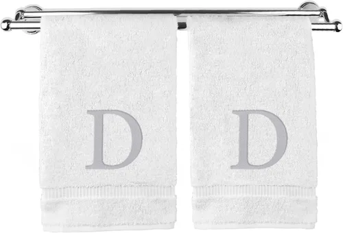 Miniatura 117 de Toalla de mano monogramada, regalo personalizado, juego de 2 - Toalla bordada con letra de bloque dorada - Extra absorbente 100% algodón turco