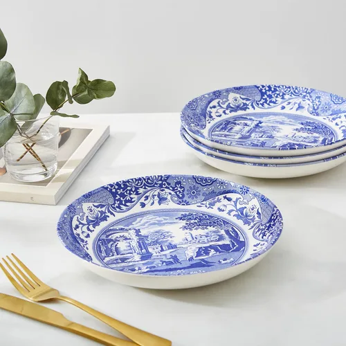 Miniatura 5 de Spode Tazón para pasta italiana azul, juego de 4 9 pulgadas, blanco Loza de loza, fabricada en Inglaterra, apta para lavavajillas y microondas