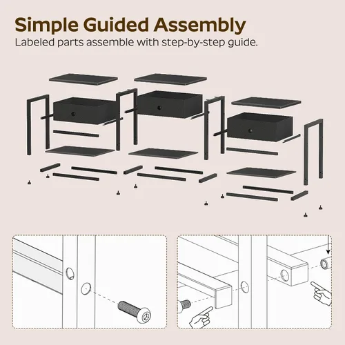 Miniatura 6 de YATINEY Soporte de TV con 3 cajones de tela para TV de hasta 50 pulgadas, consola multimedia industrial de 47.2 pulgadas, centro de entretenimiento
