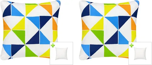 Miniatura 10 de Paquete de 2 cojines decorativos impermeables para exteriores con insertos para muebles de patio, cojines cuadrados de 18 x 18 pulgadas, resistentes