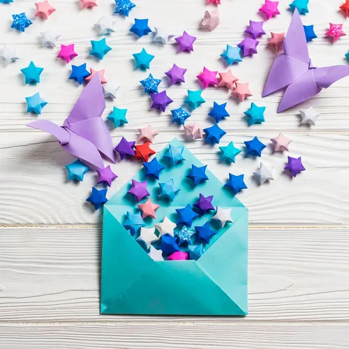 Miniatura 4 de 2160 tiras de papel de origami con purpurina para decoración de estrella de la suerte, manualidades de bricolaje y arte manual