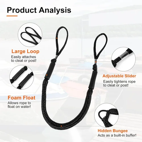 Miniatura 2 de Líneas elásticas para muelle – Accesorios para barcos – Cuerda de amarre de 4 pies para PWC, moto acuática, pontón, kayak, canoa, lancha motora