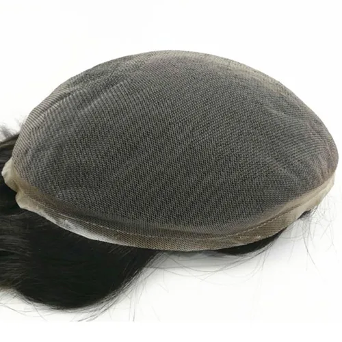 Miniatura 3 de 1B20 unidades de cabello gris Toupee para hombres piezas para hombre NLW sistema de reemplazo de heredero humano europeo para hombres 10x8 "toupee