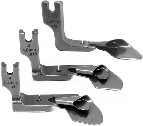 3 piezas de pie de dobladillo curvo industrial de 1/8 pulgadas + 3/16 pulgadas + 1/4 pulgadas de tubo de tracción de tubo de tracción de seda falda