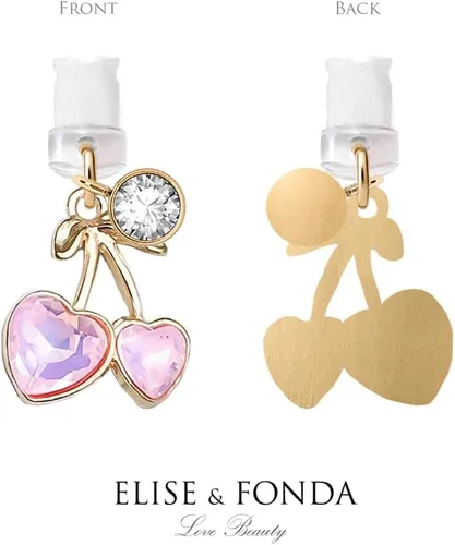 Miniatura 4 de ELISE & FONDA CP663 Puerto de carga USB Anti polvo Plug Little Crystal Cherry Phone Charm para iPhone 14/13/12/11/XS MAX/XR/X/8 Plus/7/6S/8/SE iPad