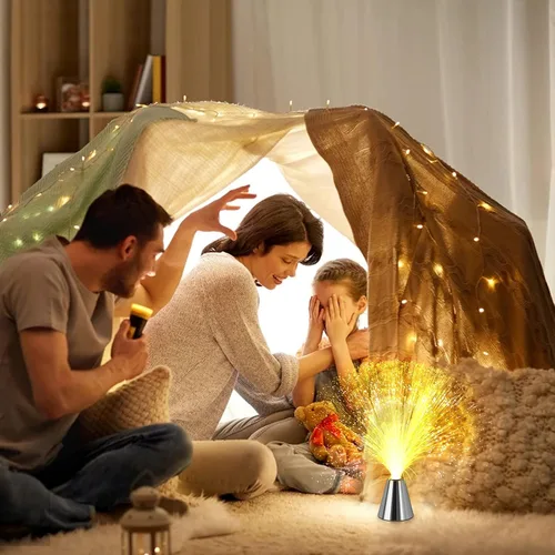 Miniatura 6 de Lámpara sensorial de fibra óptica – LED que cambia de color con base de cono – Luces de fibra óptica con batería – Luz nocturna calmante