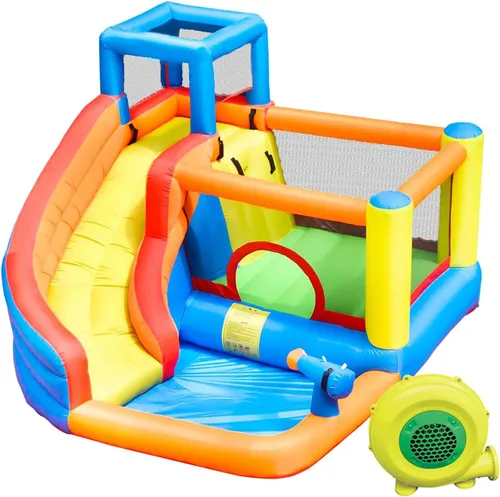 Miniatura 10 de Doctor Dolphin Casa inflable de rebote de agua, casa inflable para niños grandes, tobogán acuático para patio trasero, parque acuático inflable