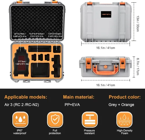 Miniatura 3 de Estuche Rígido para DJI Air 3S Air 3, Estuche de Transporte Resistente al Agua y a la Presión para DJI Air 3S/3 Accesorios - Compatible con RC