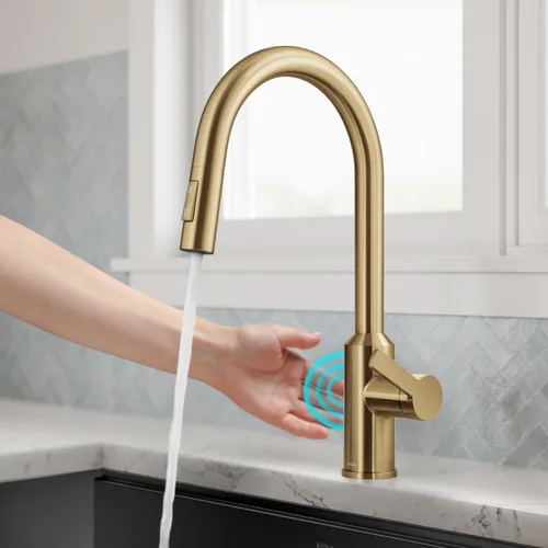 Miniatura 2 de Kraus Oletto KSF-2830BB - Pulverizador desplegable de una sola manija para grifos de cocina con sensor sin contacto en latón cepillado Bronce